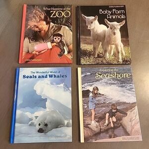 National Geographic Books For Young Readers Lot Of 4 1984 Hardcover Zoo Farm Sea